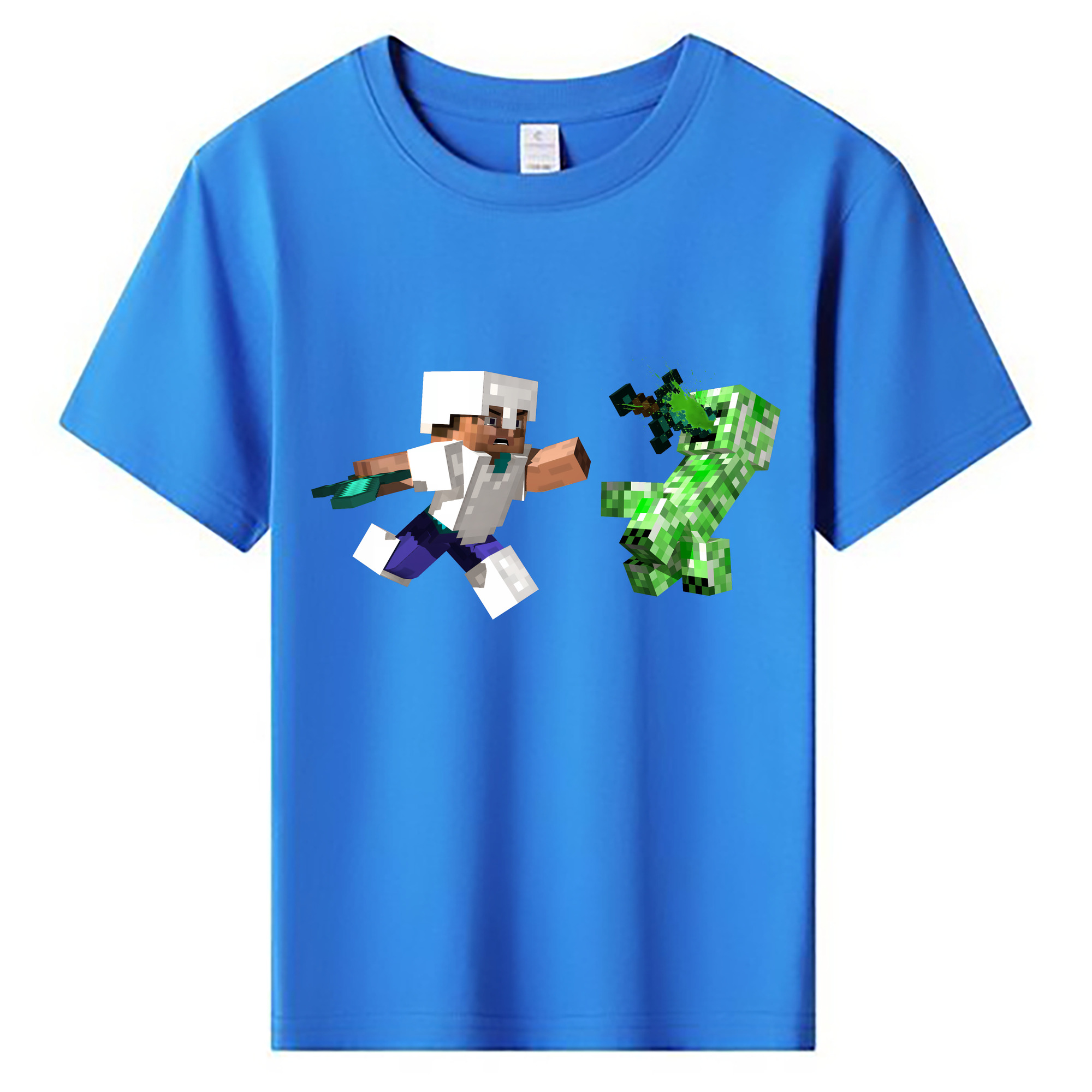 （画像用） マインクラフト ブロックの世界 Minecraft MC Block world 綿100％キッズTシャツ（フロントプリント）